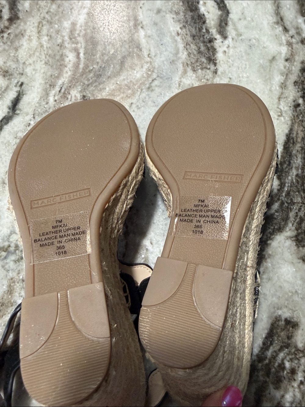 Marc Fisher Black Scalloped Suede Espadrille Wedges - Picture 5 of 10